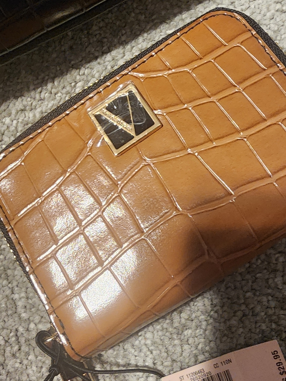 Victoria's Secret Black and Tan Croc-Embossed Crossbody with Matching Wallet - Picture 2 of 6